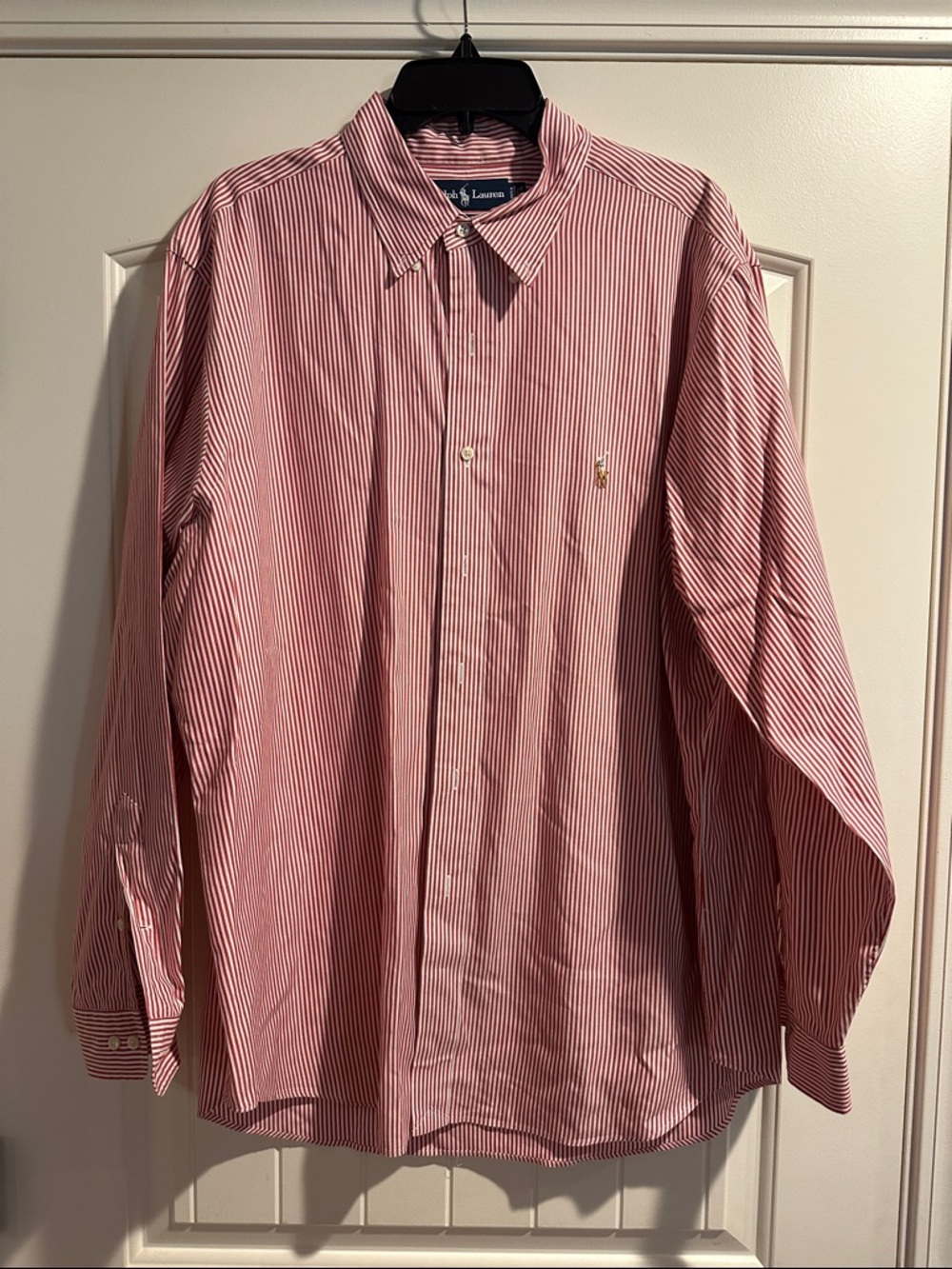 Ralph Lauren Men’s Red and White Striped Button-Down Shirt